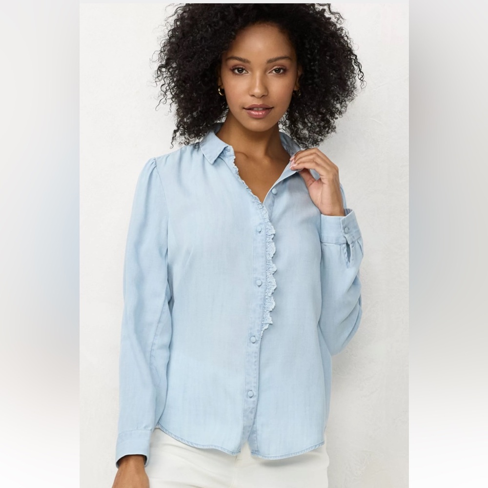 LC Lauren Conrad Sky Blue Women's Button Down Shirt